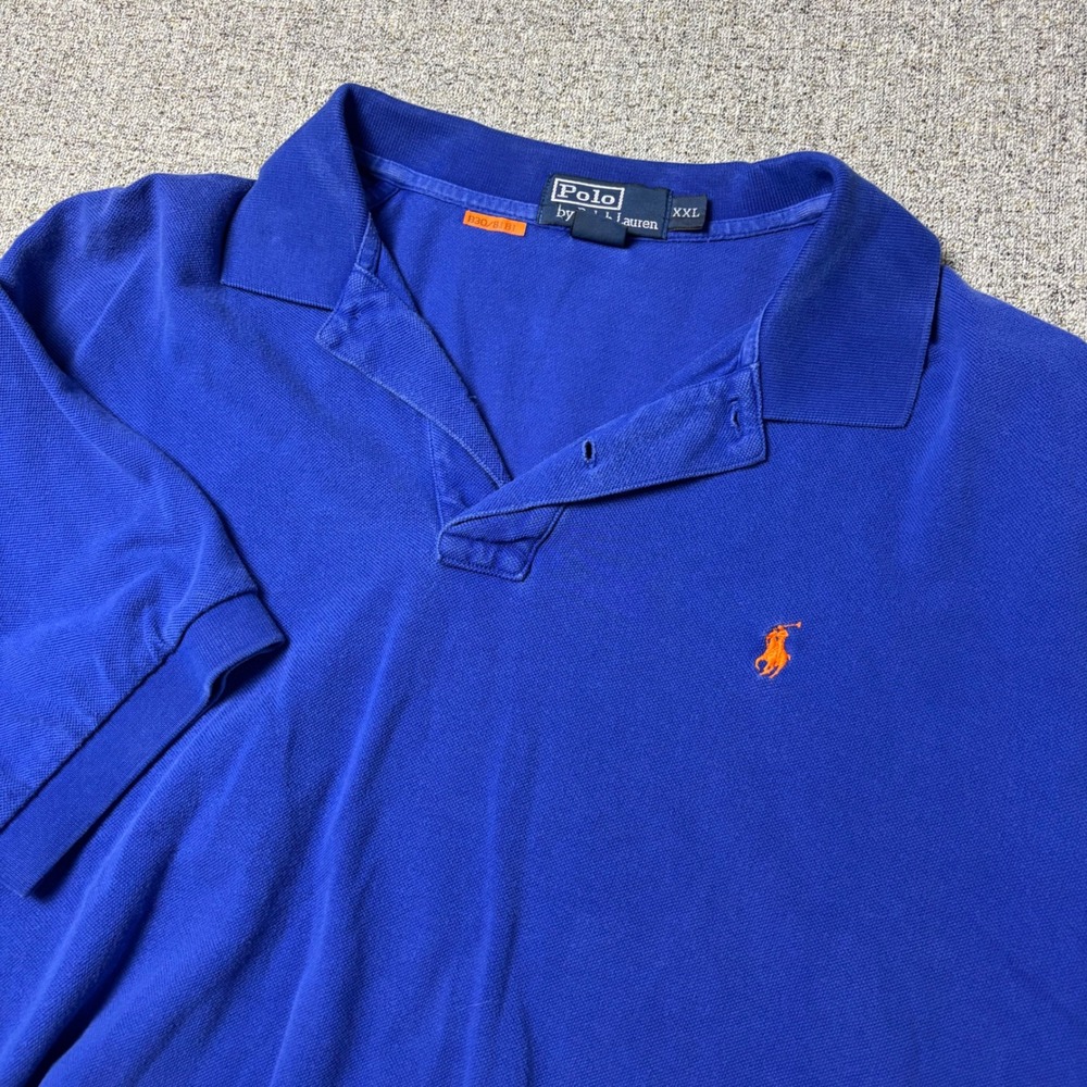 Polo Ralph Lauren Polo Shirt Mens XXL Classic Fit Blue Orange Pony Short Sleeve